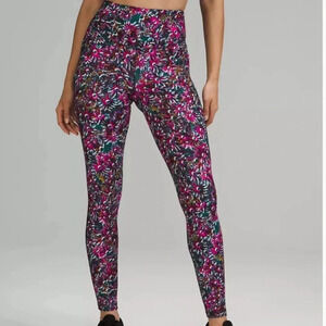 LULULEMON Base Pace high rise floral electric multi tights leggings Size 6
